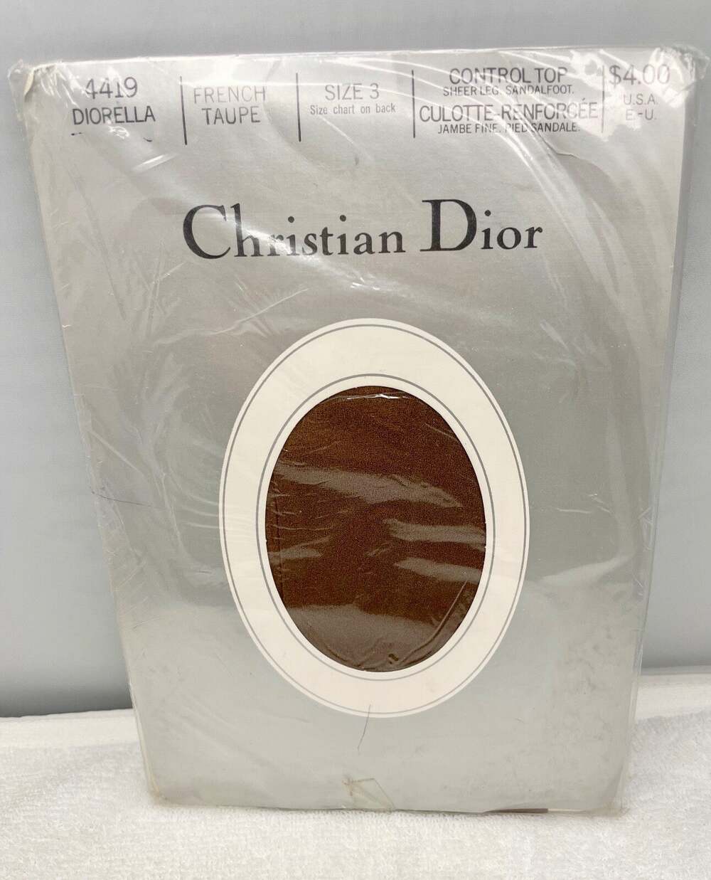 Christian Dior DIORISSIMO Sandalfoot Pantyhose Size 4 #4419 NEW OLD STOCK
